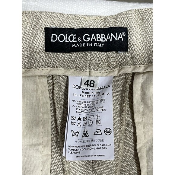 Dolce & Gabbana Dress Pants Tan Viscose Womens Size 46 Made in Italy Designer - Picture 5 of 5